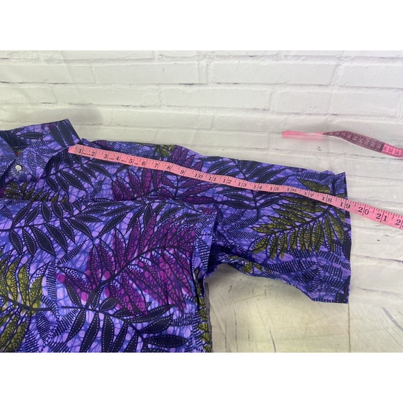 Tango by Max Raab Leaf Print Short Sleeve Button Up Shirt USA Made Mens Size L - Picture 8 of 9